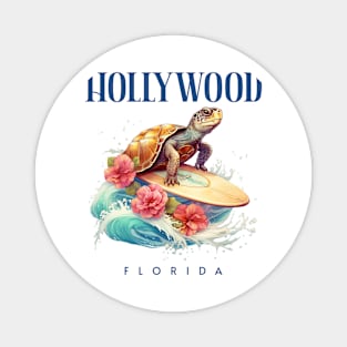 Hollywood Florida Smiling Surfing Sea Turtle Souvenir Magnet